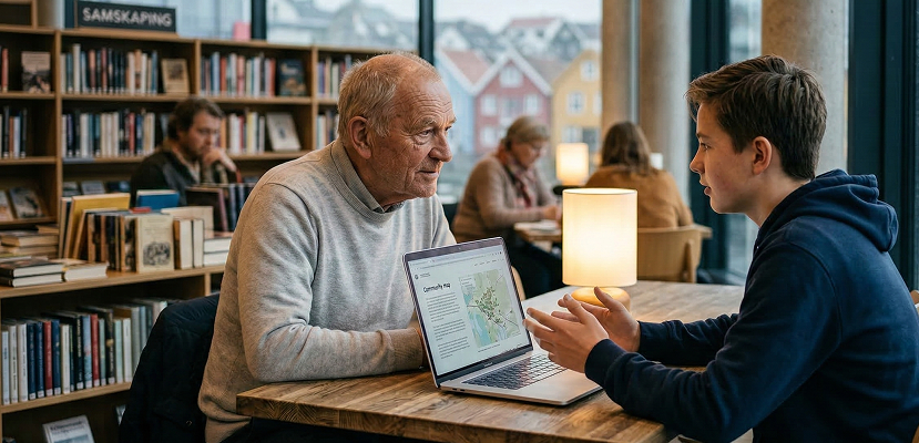 Bilde en gruppe mennesker som sitter i møte sammen. De ser på en tavle med grafer og analyser.